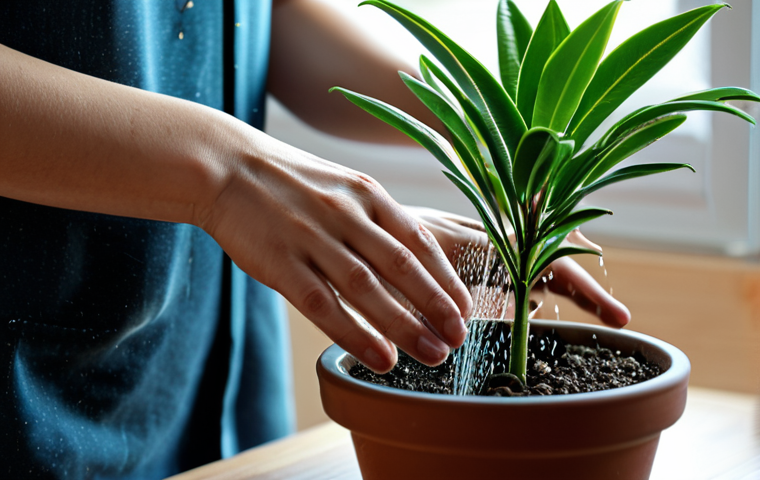 겨울철 식물 관리 - **

"A garden bed with plants protected by mulch, fully clothed gardener applying a layer of straw, ...