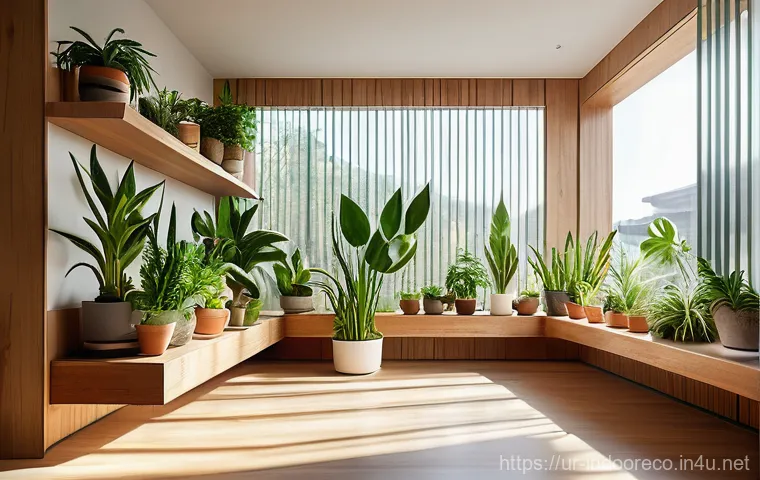 실내 미세먼지 제거 식물 - Prompt 1: Serene Indoor Oasis with Air-Purifying Plants** 실내 미세먼지 제거 식물 - Prompt 1: Serene Indoor Oasis with Air-Purifying Plants**
