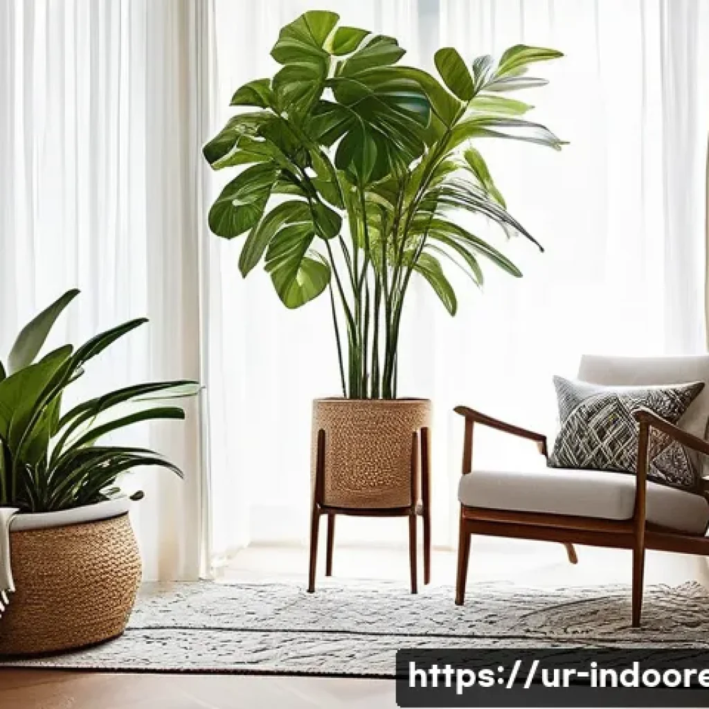 자연 환경을 구현하는 실내 - **Prompt 1: A Serene, Sun-Drenched Indoor Garden Corner**
"A cozy, brightly lit corner of a livi...